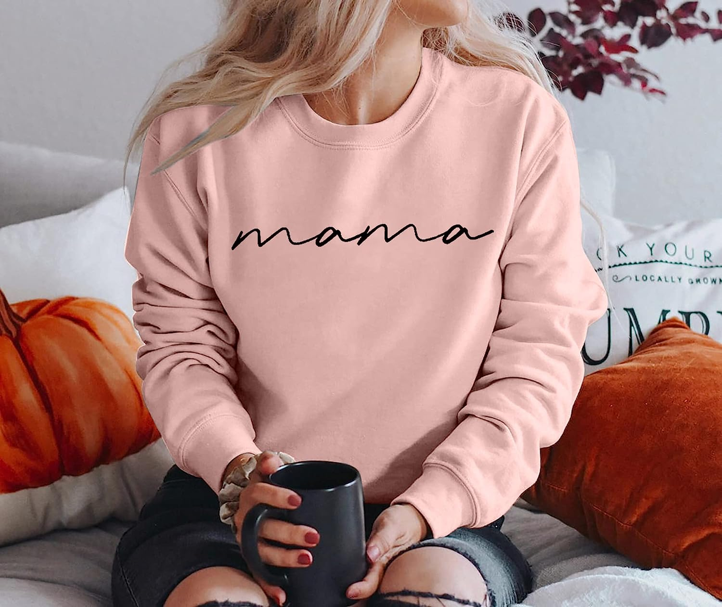 Mama Mode Activated: Women’s Loose-Fit Crewneck Sweatshirt with cute “Mama” Letter Print