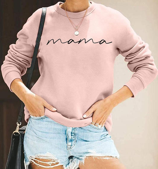 Mama Mode Activated: Women’s Loose-Fit Crewneck Sweatshirt with cute “Mama” Letter Print